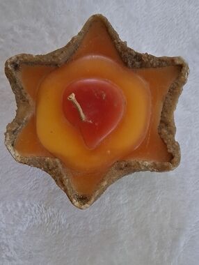 1970's Original Sand Star-Shaped Orange & Red Decorative Candle